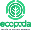 Logotipo verde de Ecopada con un s&iacute;mbolo de hoja y el texto "gesti&oacute;n de residuos vegetales".