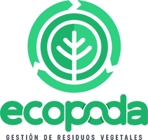 Logotipo verde de Ecopada con un símbolo de hoja y el texto "gestión de residuos vegetales".