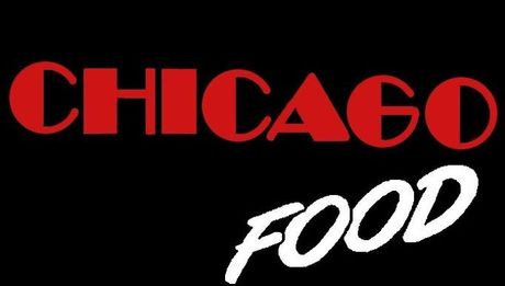 Ein Chicago-Food-Logo auf schwarzem Hintergrund