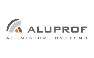 Ein Logo für ein Unternehmen namens Aluprof Aluminium Systems.