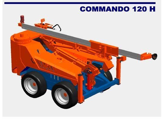 Diagrama que muestra el área de cobertura de una excavadora Commando 120 H.
