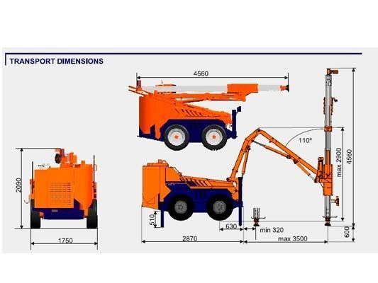 Un dibujo de las dimensiones de transporte de una máquina.