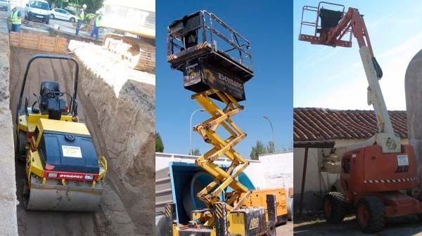 Un collage de tres tipos diferentes de equipos de construcción.