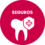 Un diente con un escudo y una cruz sobre él dentro de un círculo rojo.