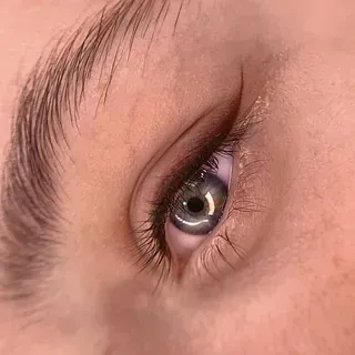 Un primer plano del ojo de una mujer con pestañas largas.