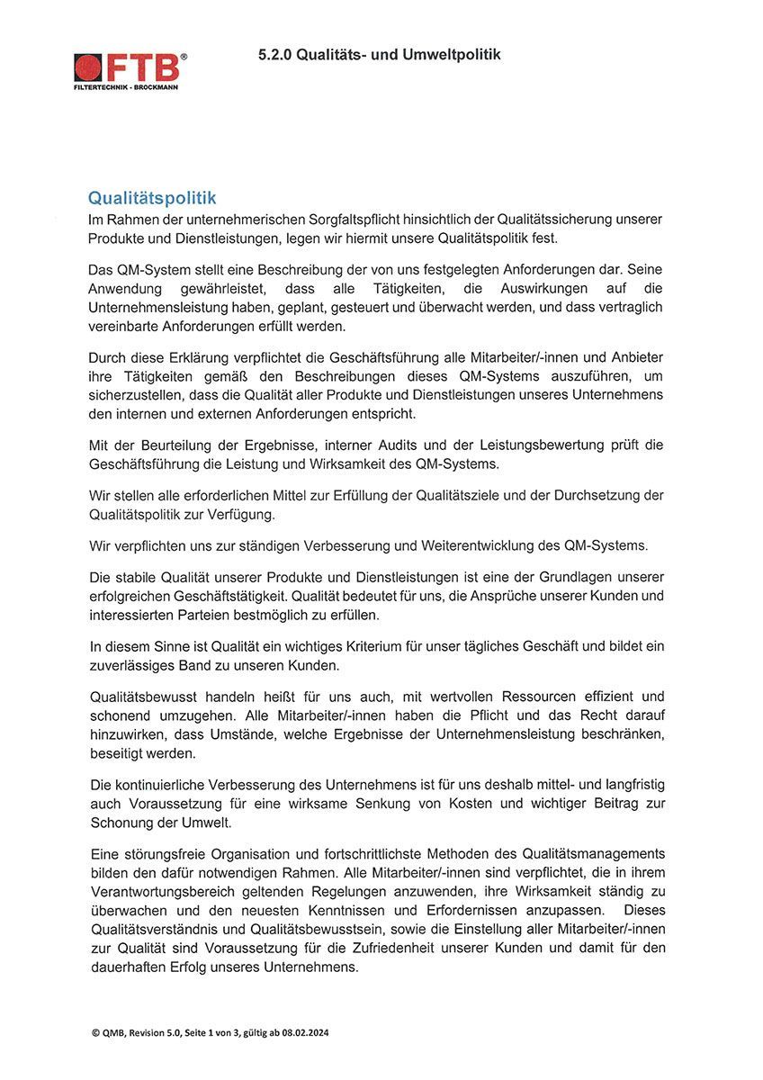 Qualitäts- u. Umweltpolitik