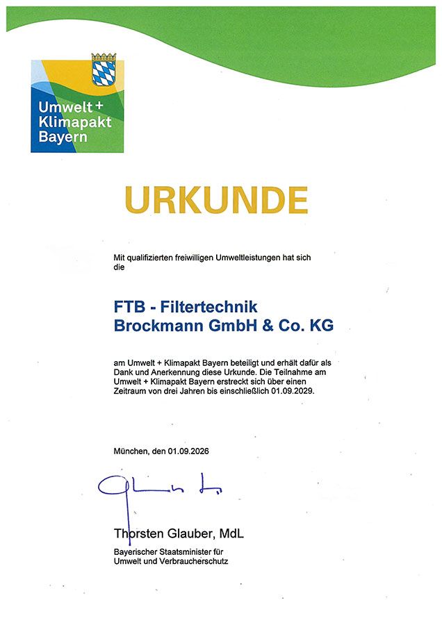 Urkunde Umweltpakt Bayern