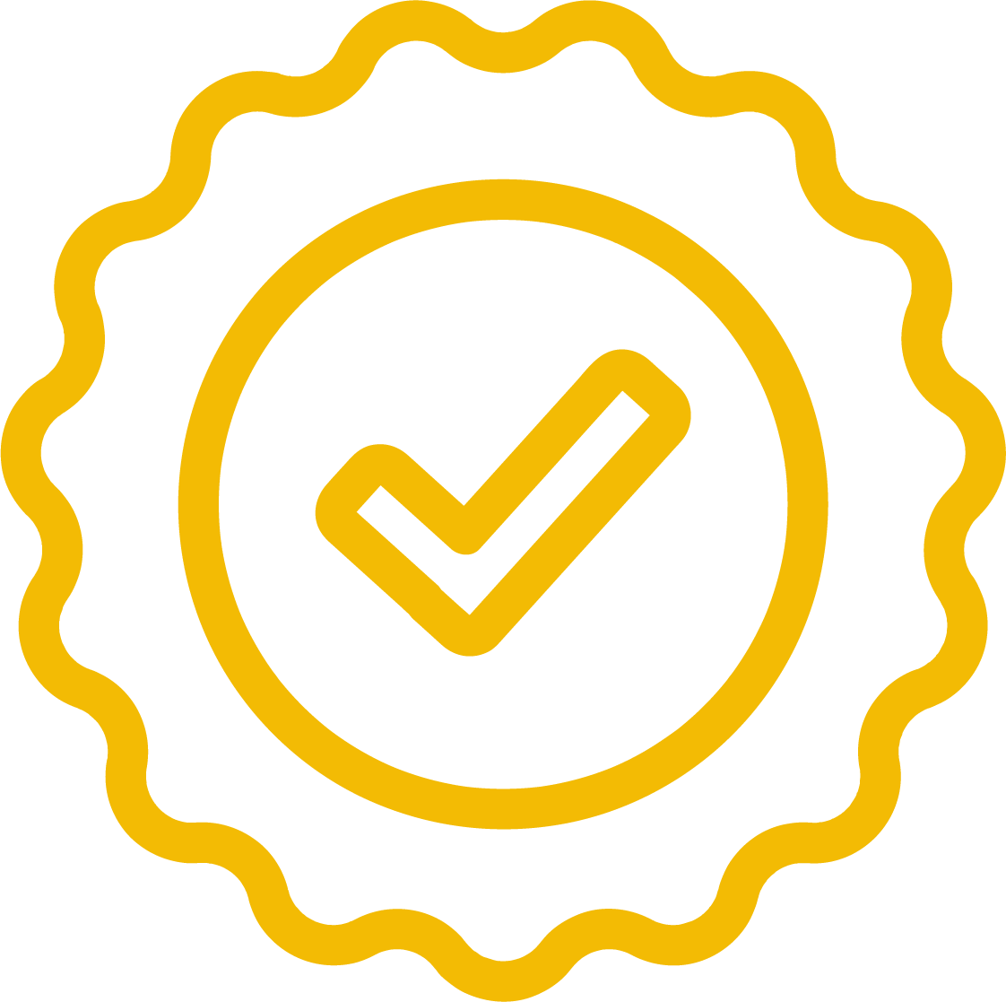 Récompense jaune avec une coche à l'intérieur d'un cercle