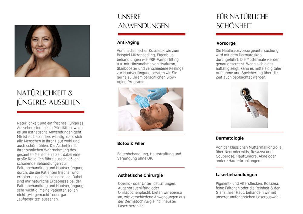 Eine Broschüre mit dem Bild einer Frau und eines Mannes darauf.
