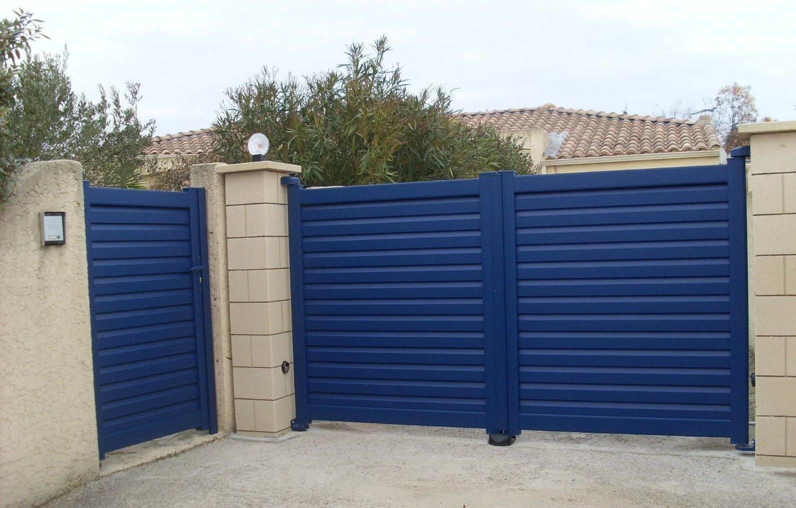 Portail et portillon assortis bleus