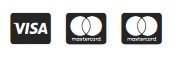 Logotipos de pago de Visa y Mastercard sobre un fondo negro