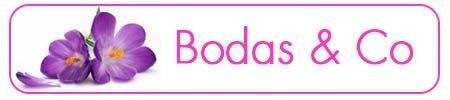 Logotipo de una flor morada con el texto «Bodas & Co»