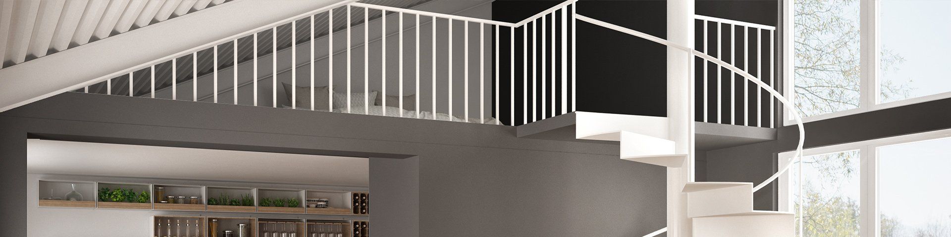 Garde-fou et escalier d'architecte