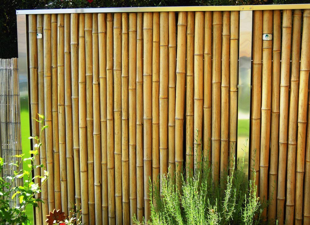 Bambus Sichtschutz mit Chromstahleinfassung