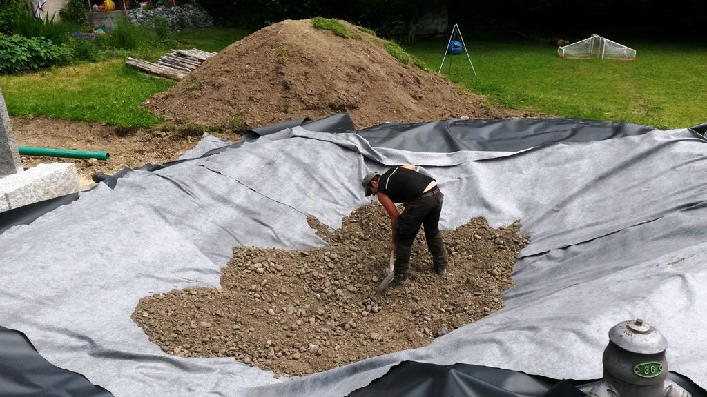 Teichvolie und Schutzvlies eingebaut - [comany_name]