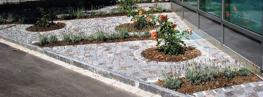 Natursteinpflästerung mit Pflanzflächen - Hadorn Gartenbau