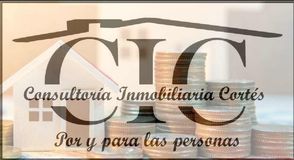 Un logotipo para la consultora inmobiliaria Cortez con pilas de monedas.