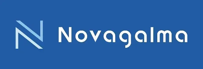 Un fondo azul con la palabra novagalma.