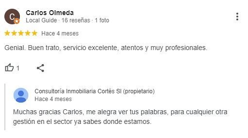 Una captura de pantalla de una reseña de Google para Carlos Cimeda.