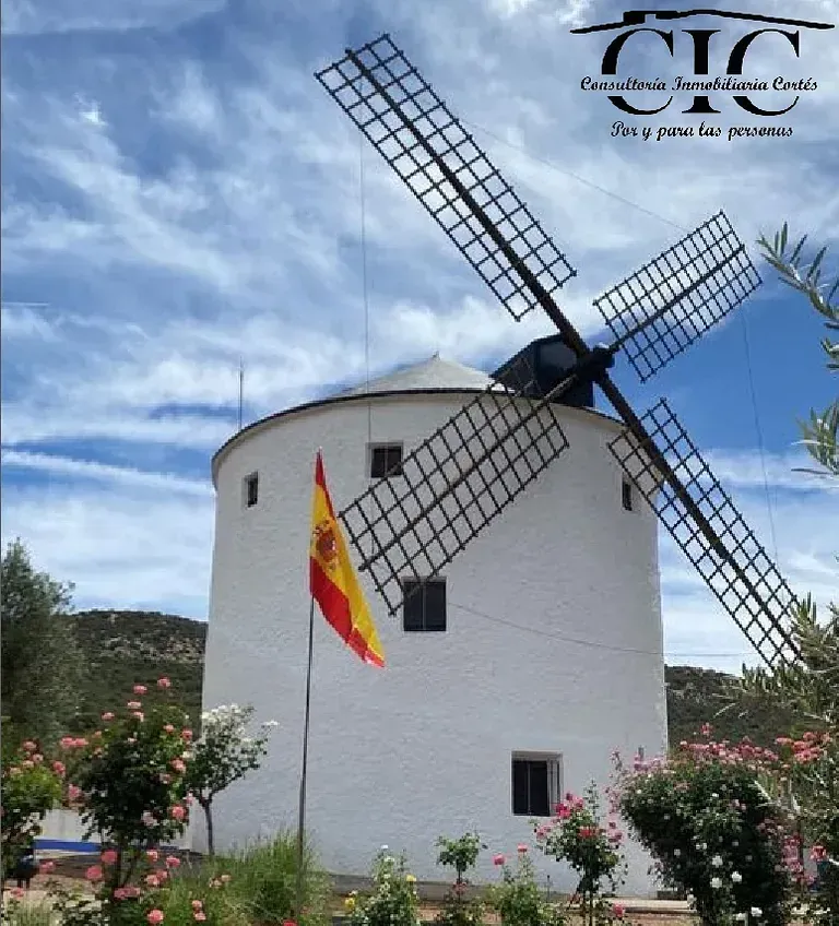 Un molino de viento delante del logotipo de una cic
