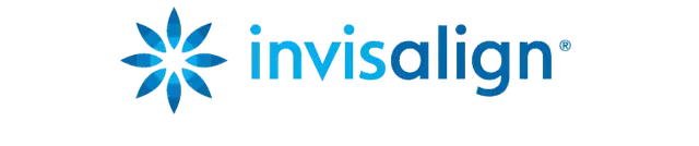 Logotipo de Invisalign con icono de flor azul y marca denominativa.
