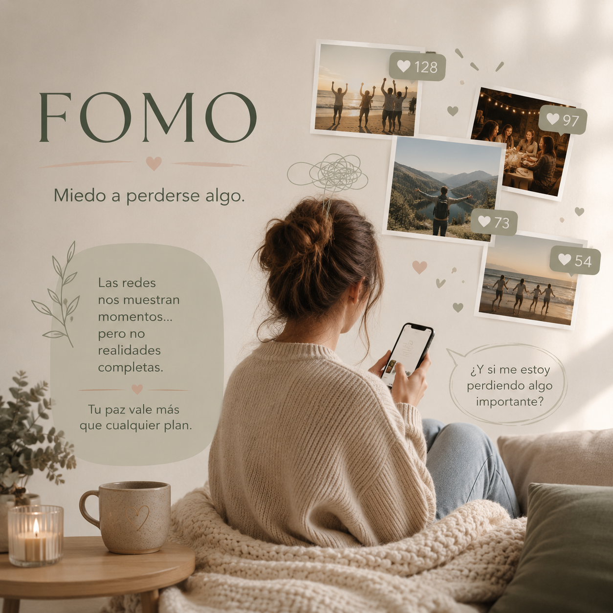 Persona sintiendo ansiedad por el uso de redes sociales y FOMO
