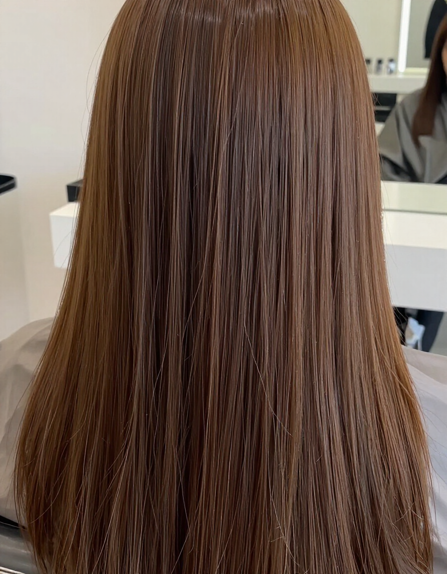 Cabello liso y brillante tras un alisado de keratina en Tricolors