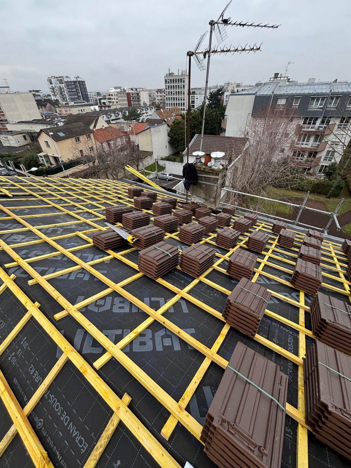 Préparation de pose de tuiles