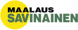Logo, jossa mustavihreä teksti ”MAALAUS SAVINAINEN” keltaisella ympyrätaustalla.