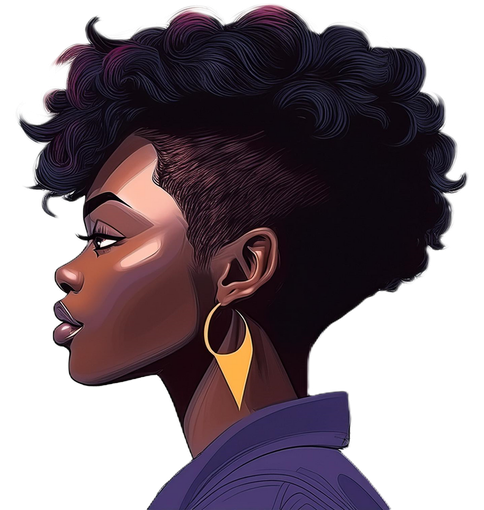 Une femme aux cheveux court avec le côté de la tête rasé