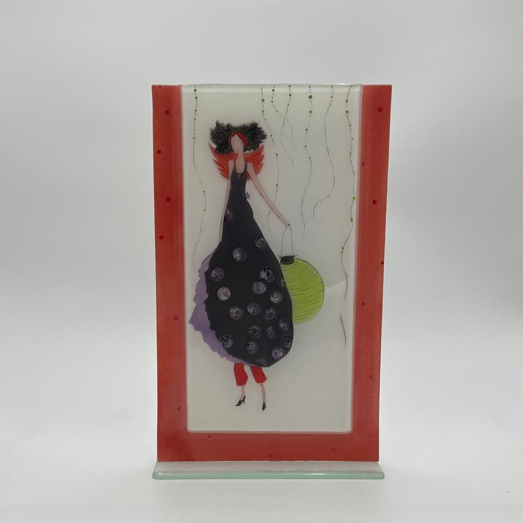 Glaskunstwerk "Mädchen mit Lampion"