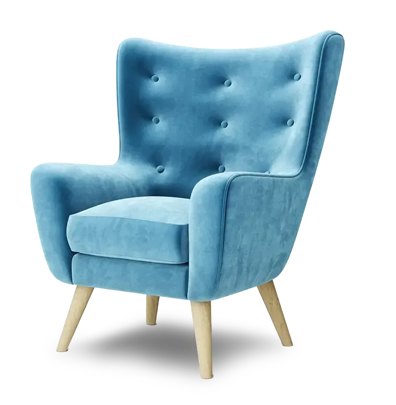 Ein hellblauer Sessel Ein hellblauer Sessel