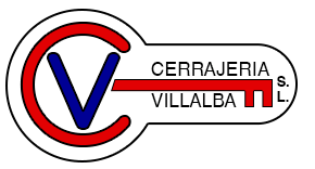 A red , white and blue logo for cerrajeros villalba s.l.
