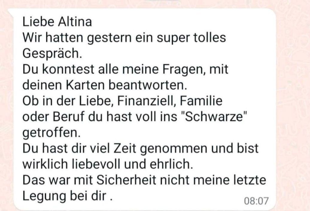 Ein Screenshot einer Textnachricht von Liebe Altina