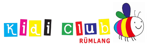 Ein farbenfrohes Logo für den Kidi Club mit einer Biene darauf