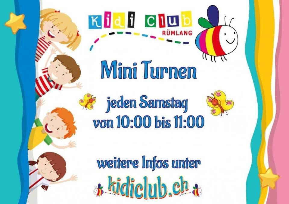 Ein farbenfrohes Poster für ein Miniturnen im Kid Club