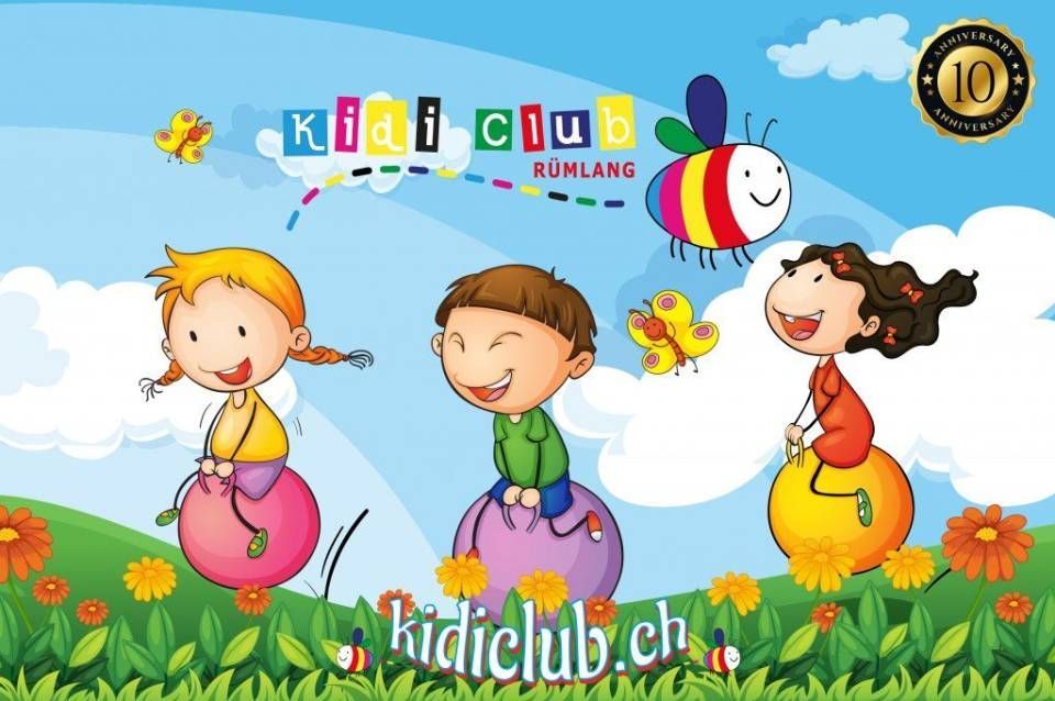 Eine Cartoon-Illustration von Kindern, die auf Hüpfbällen springen