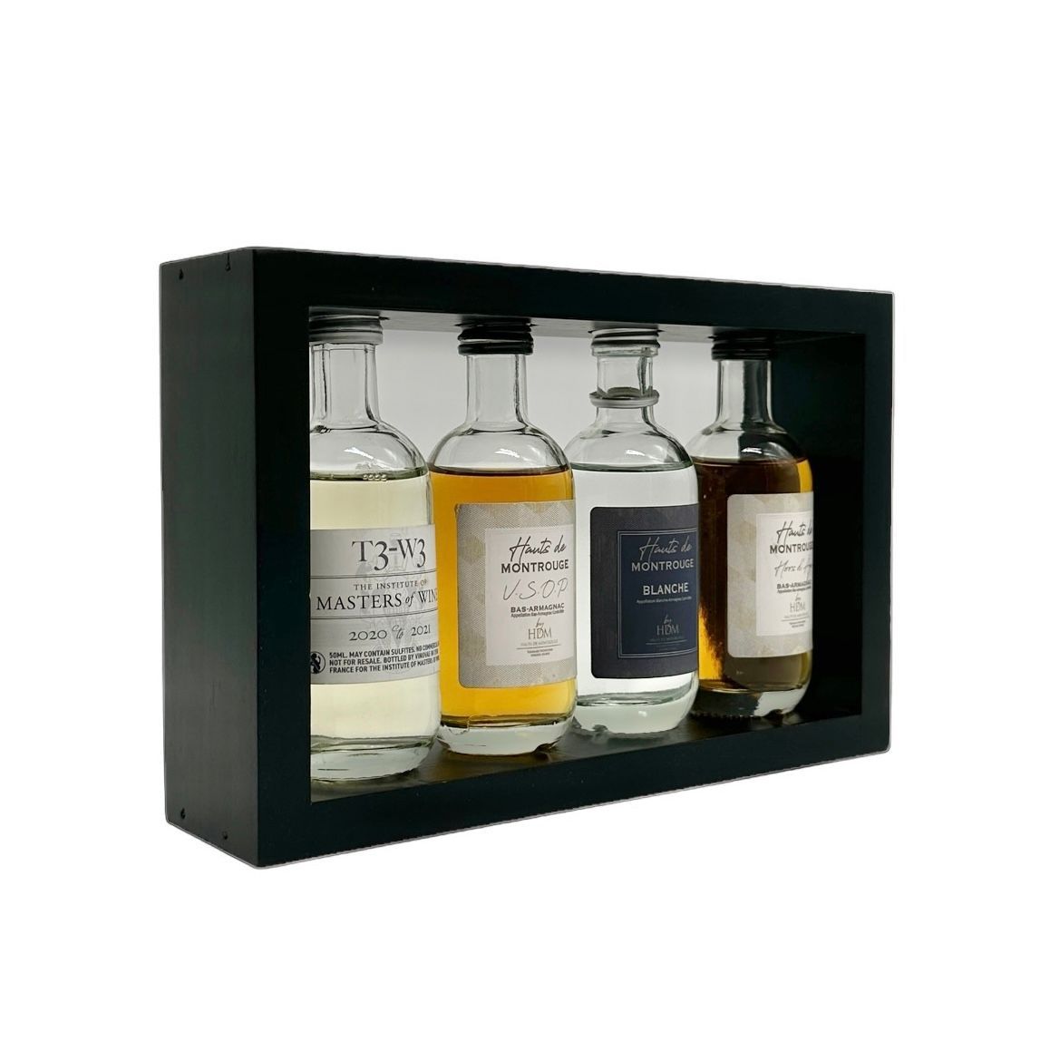 Coffret avec quatre mignonnettes avec vernis noir