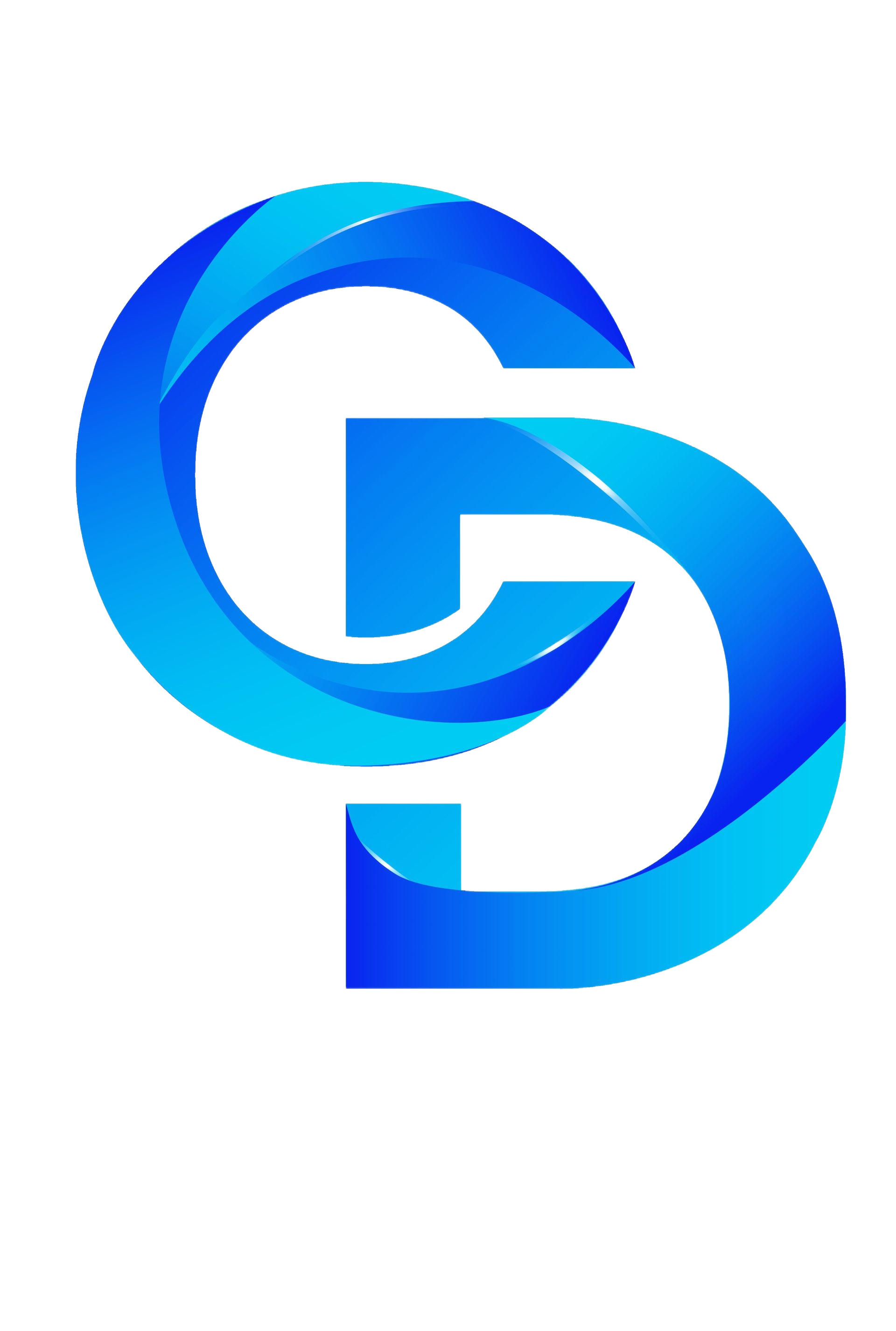 Logotipo "GD" degradado azul.
