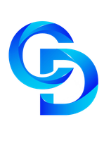 Logotipo "GD" degradado azul.