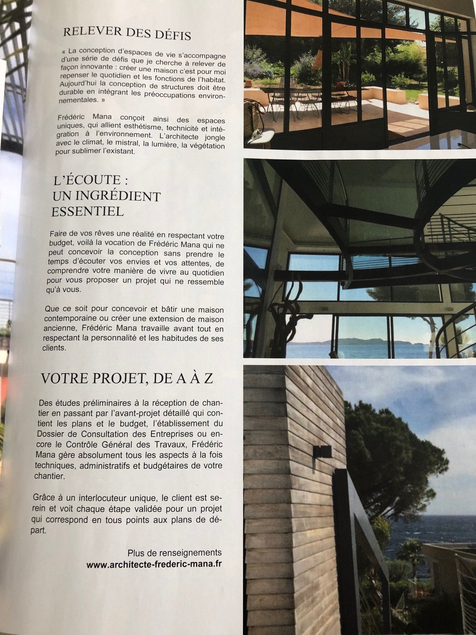 Article du magazine MAISON ET JARDIN avec trois photos
