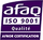 Logo de certification de qualité AFAQ ISO 9001 en violet et blanc