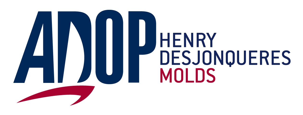 Logo ADOP Henry Desjonqu&egrave;res Moulds en bleu marine et rouge
