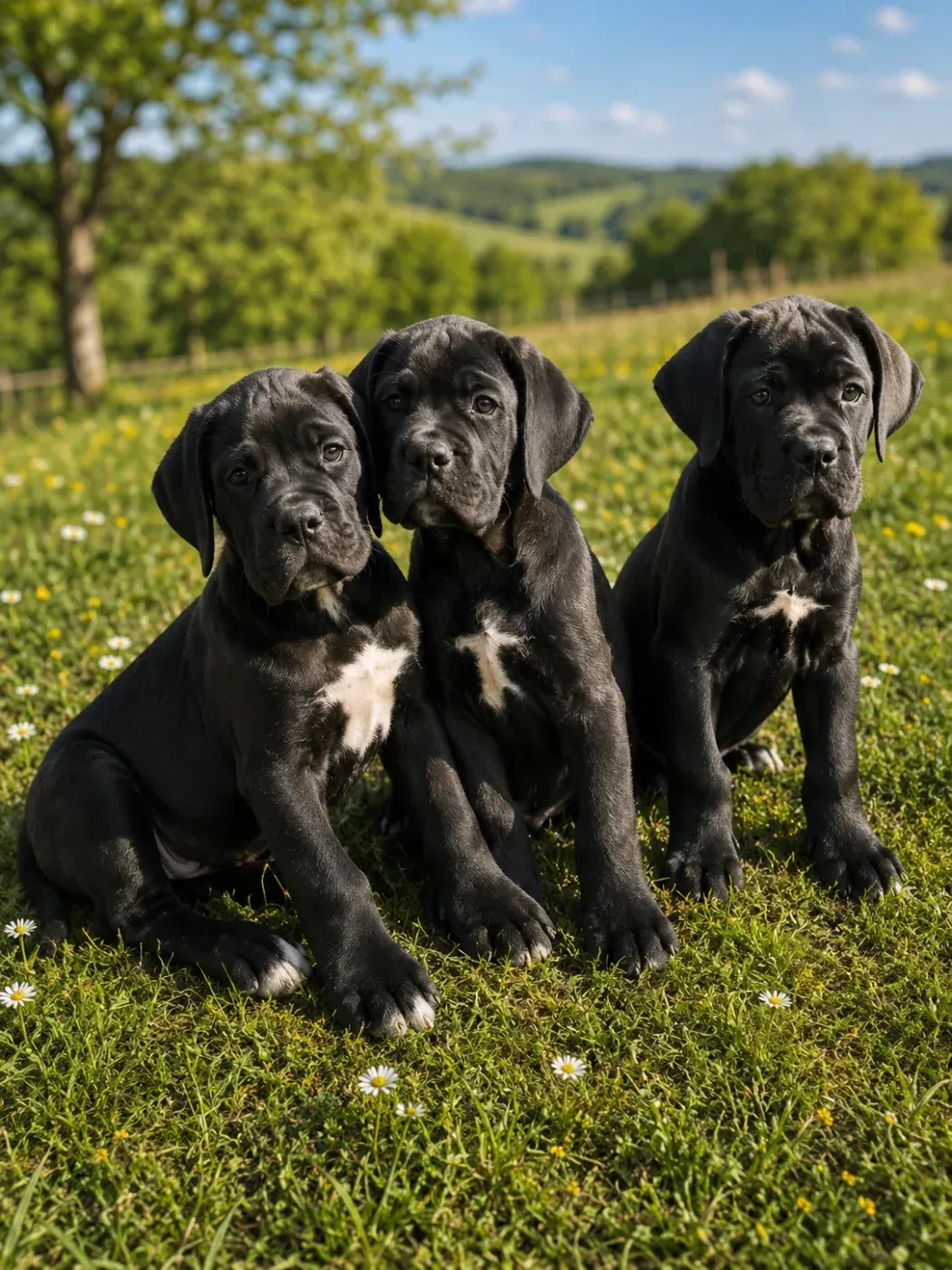Trois chiots noirs