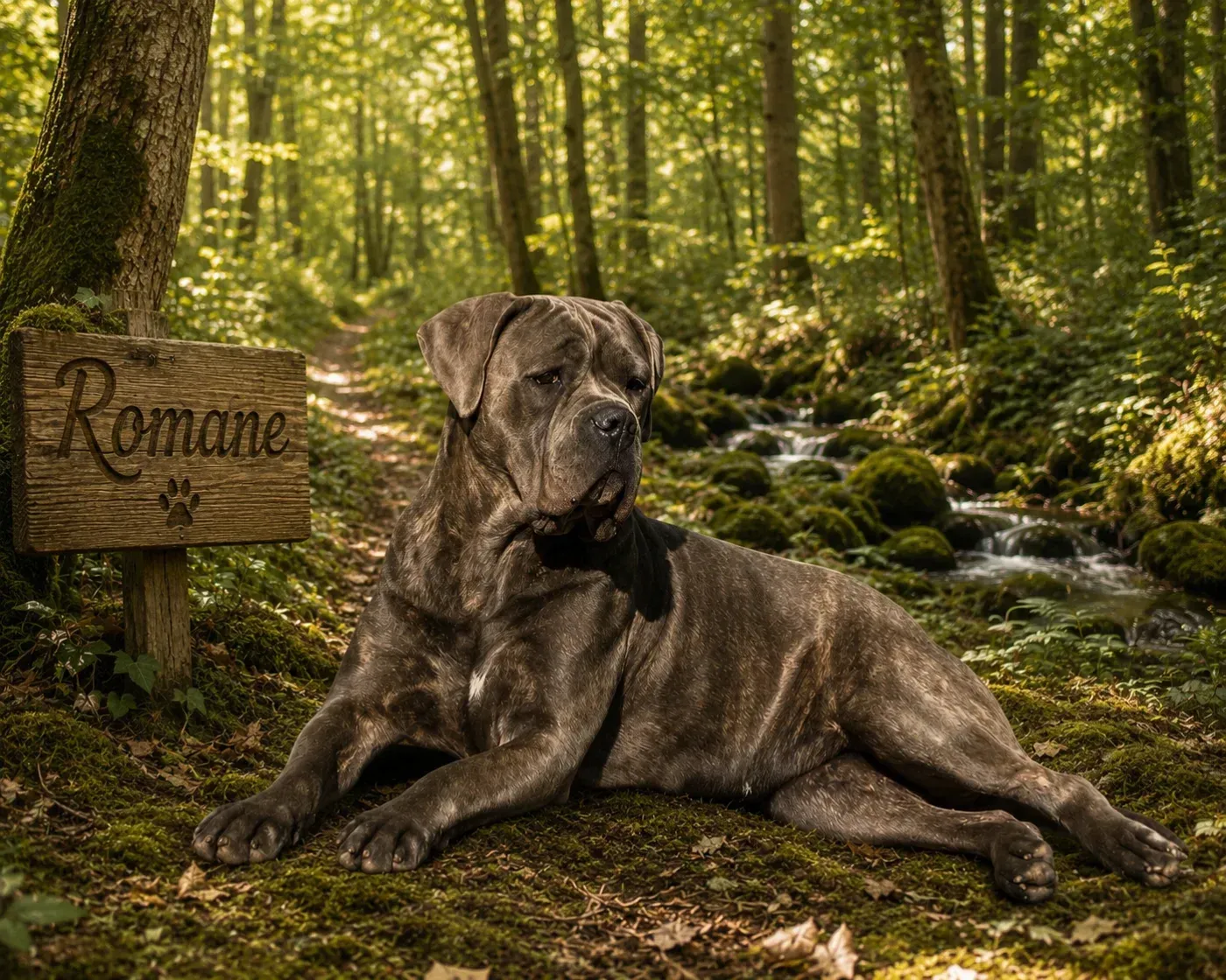 Chienne dans une forêt
