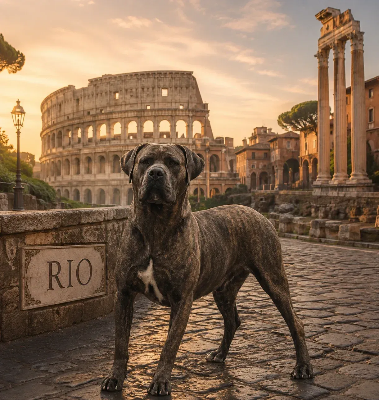 Grand chien dans une ville