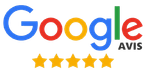 Logo Google et étoiles jaunes des avis clients