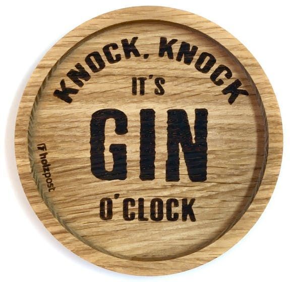 Geschenke Deko Untersetzer Knock Knock it's Gin O'clock