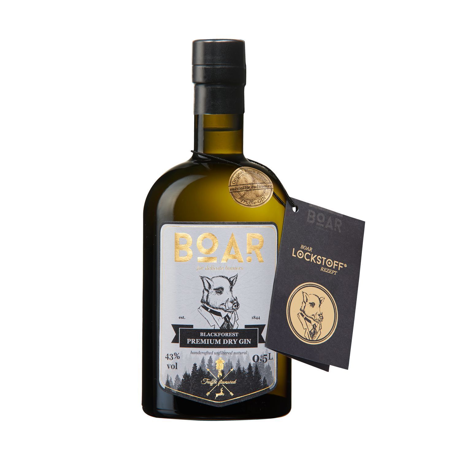 Geschenke Deko Ginflasche Logo Schwein