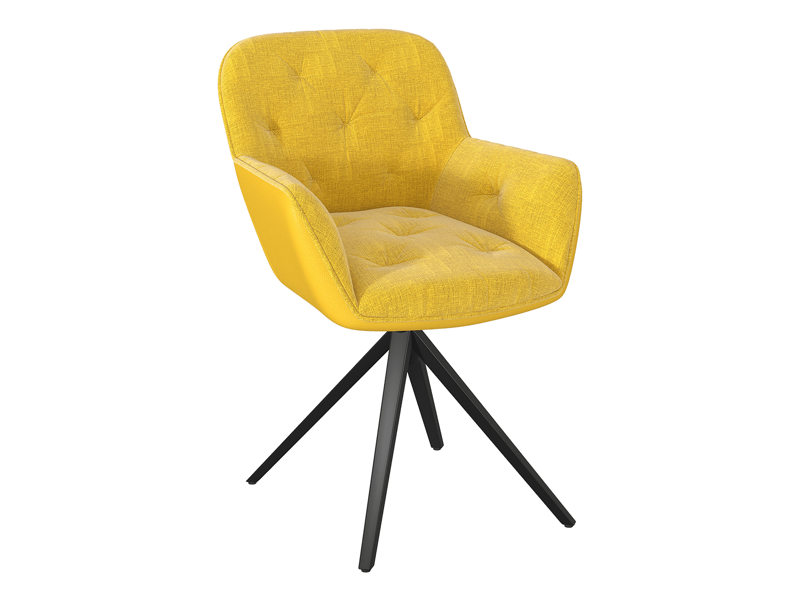 Chaise charleston assise pivotante en jaune ocre avec pieds en acier laqué noir mat